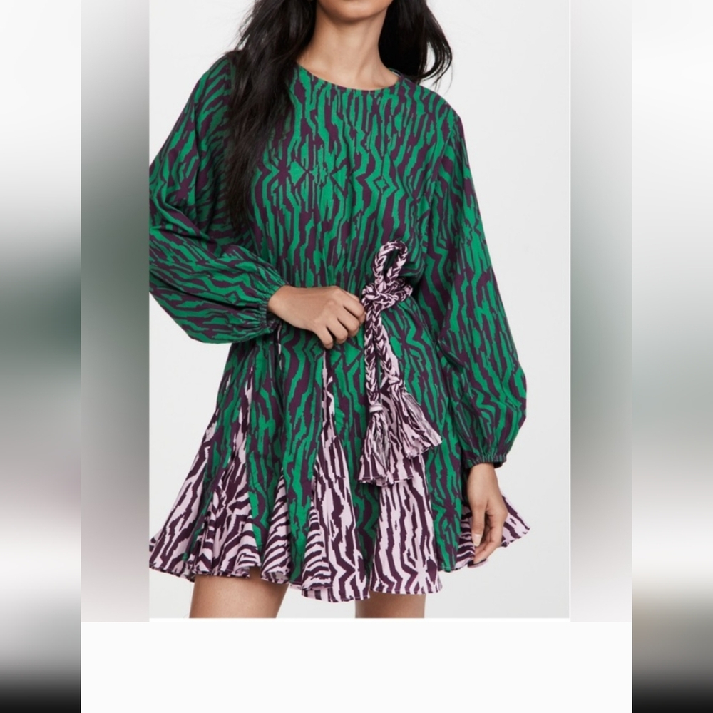 Rhode Ella Dress Long Sleeve Purple and Green